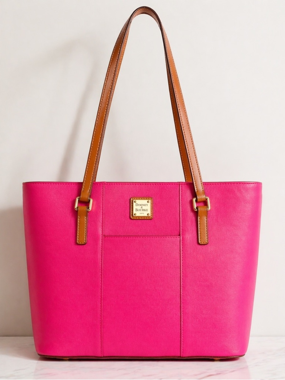 Dooney & Bourke Small Lexington Shopper Tote Tan Leather Straps
